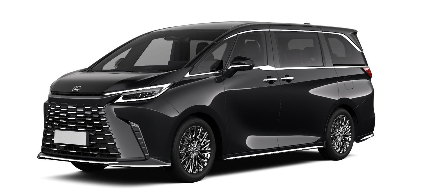 Ein schwarzer Lexus LM in der Seitenansicht